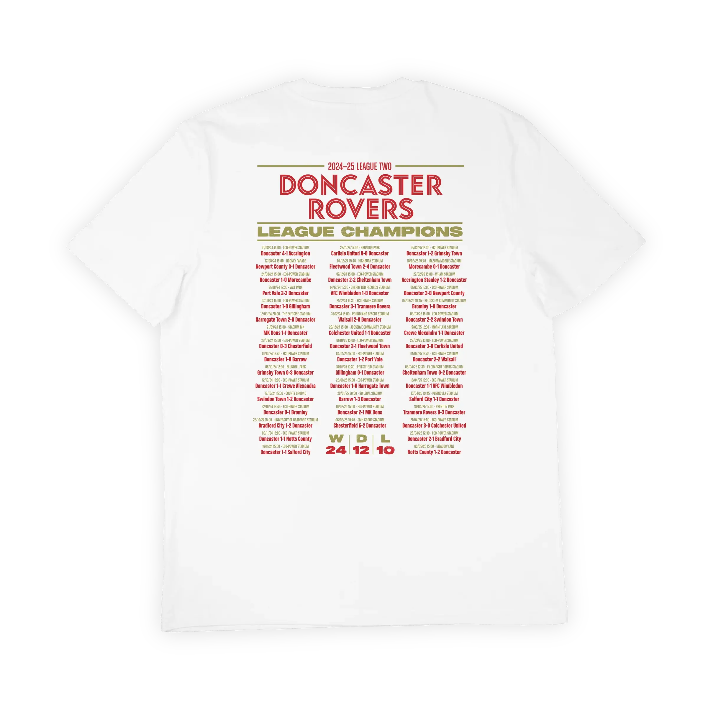 Doncaster Champions T-Shirt – 24/25 League Two Winners