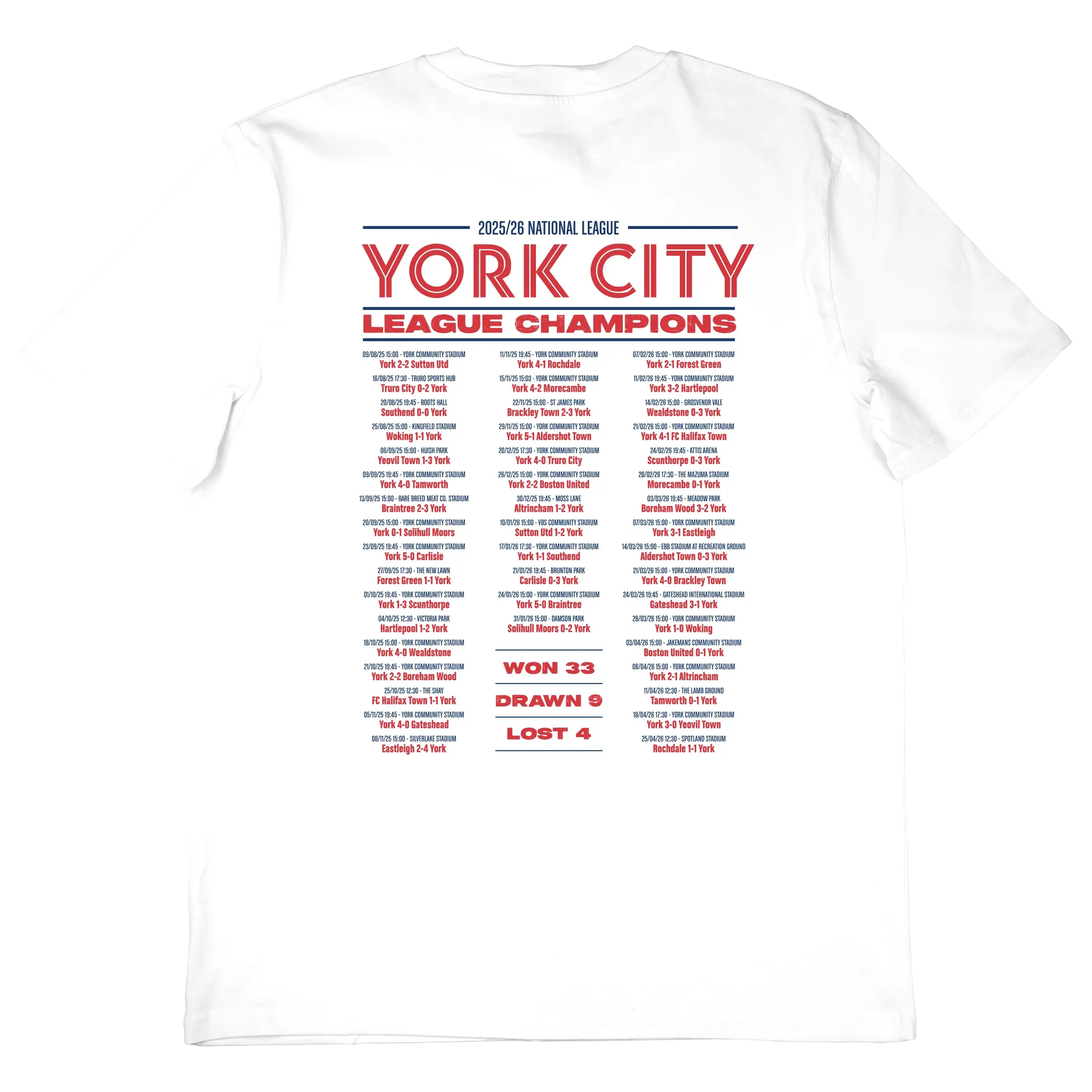 York Champions T-Shirt – 25/26 National League Winners