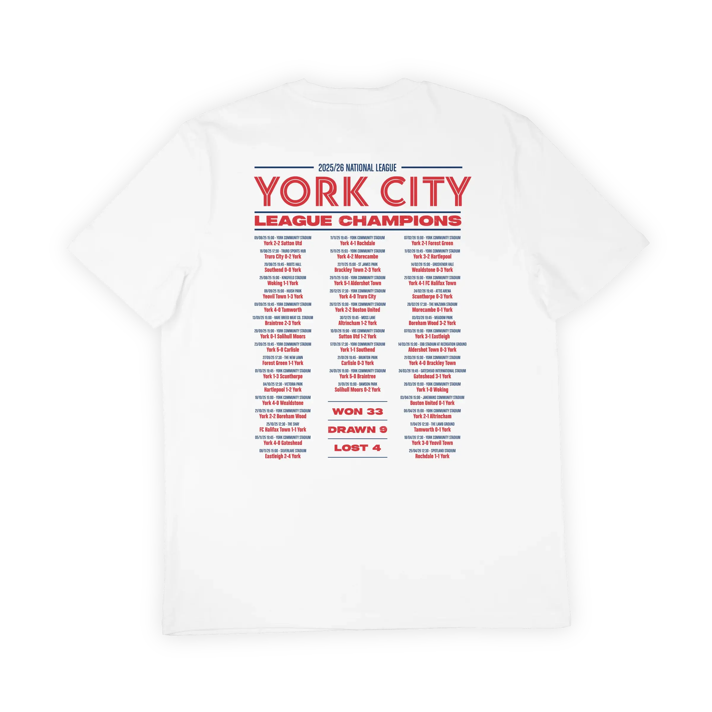 York Champions T-Shirt – 25/26 National League Winners
