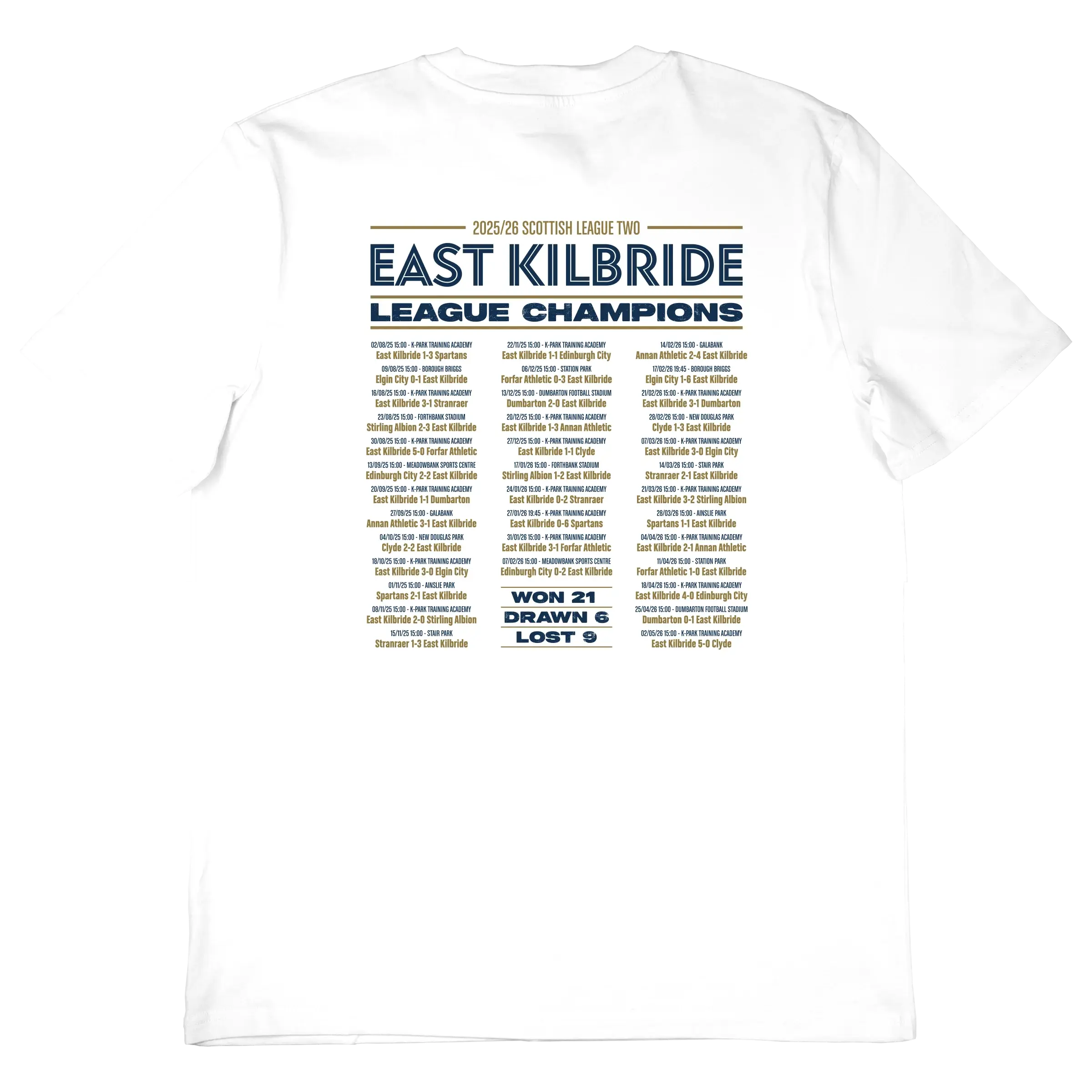 East Kilbride Champions T-Shirt – 25/26 Scottish League Two Winners
