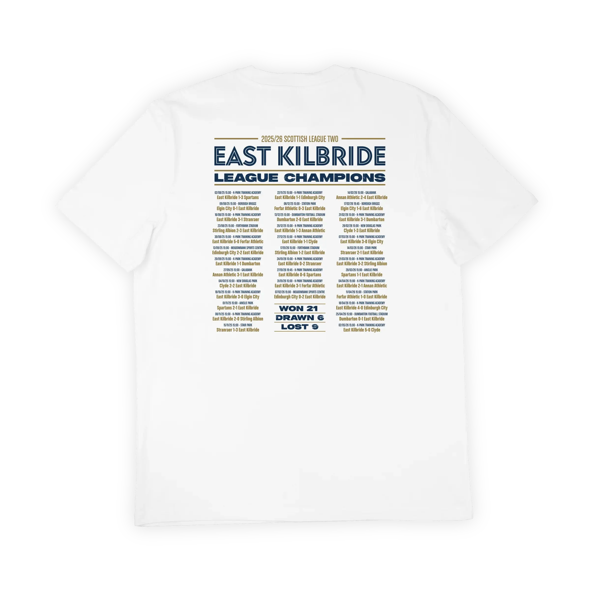 East Kilbride Champions T-Shirt – 25/26 Scottish League Two Winners
