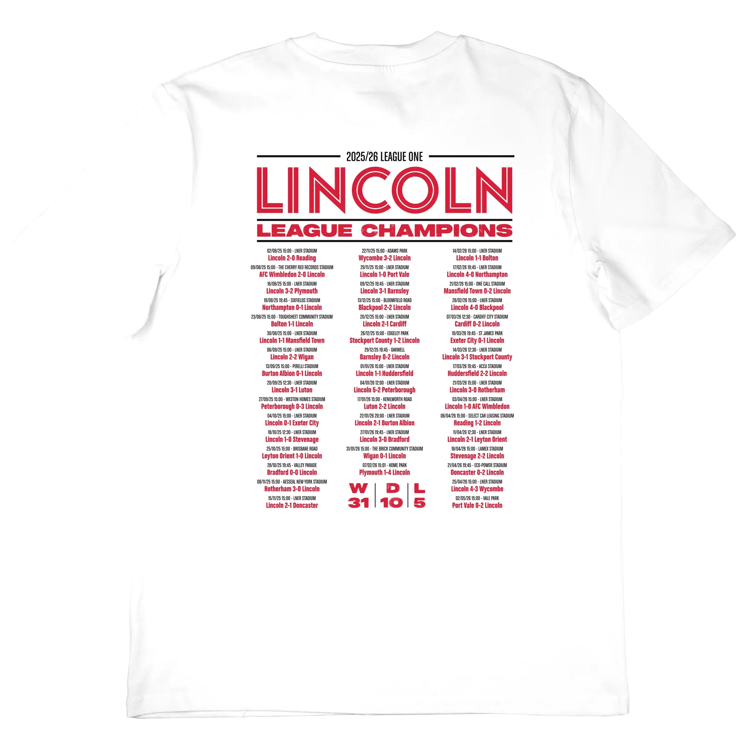 Lincoln Champions T-Shirt – 25/26 League One Winners