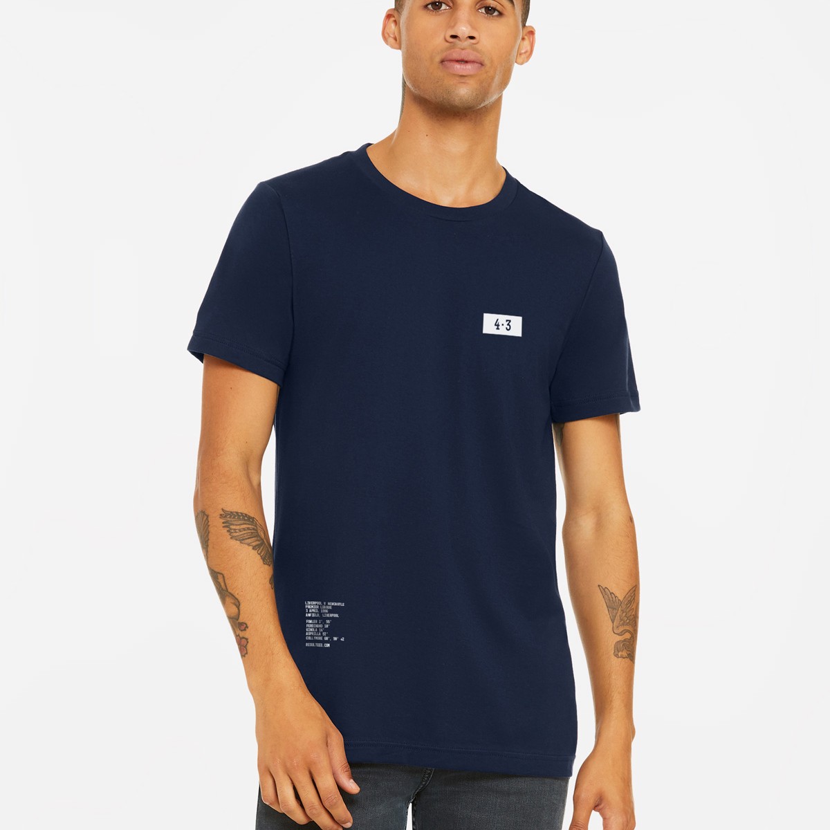 Resultees Block design on a blue t-shirt