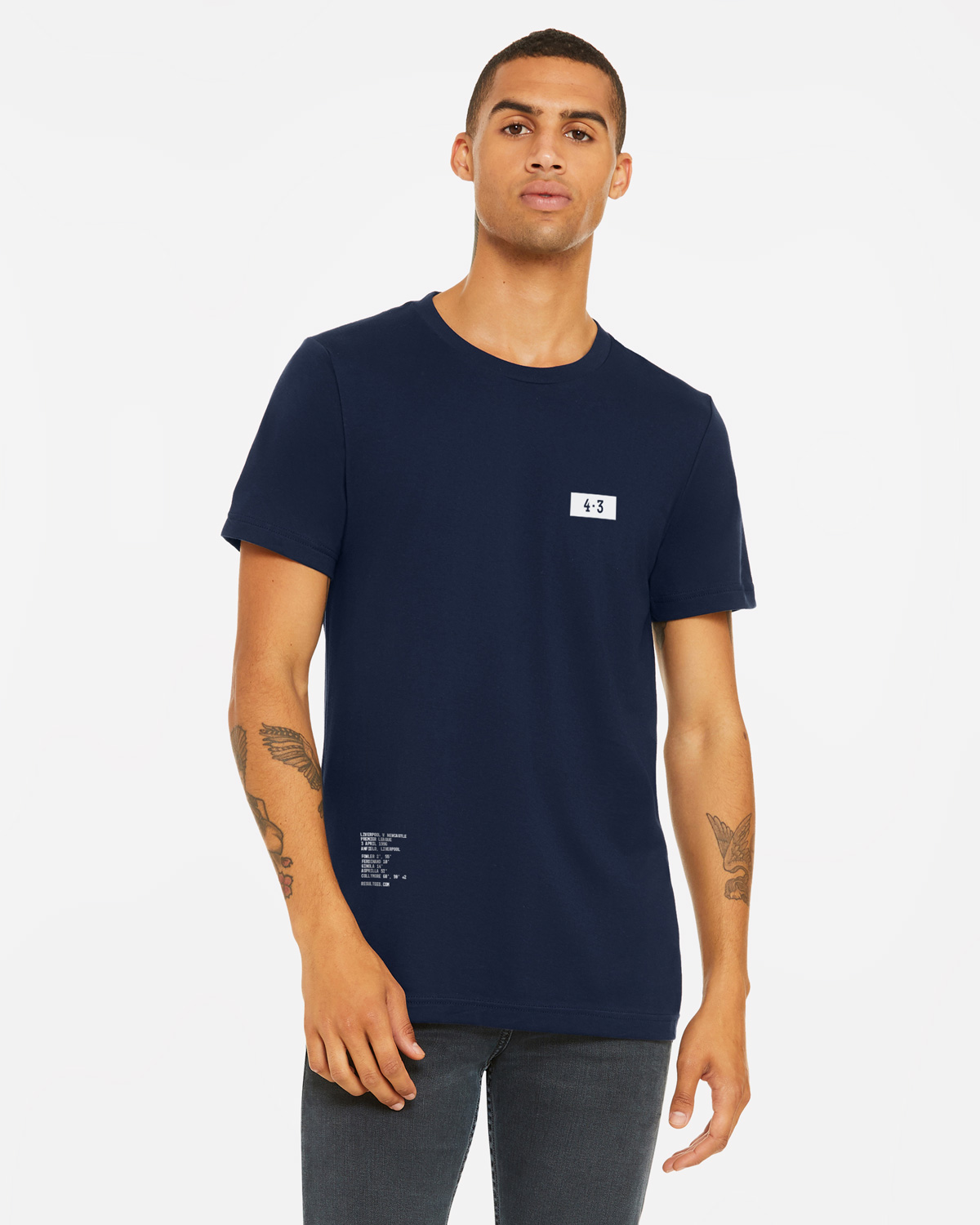 Resultees Block design on a blue t-shirt