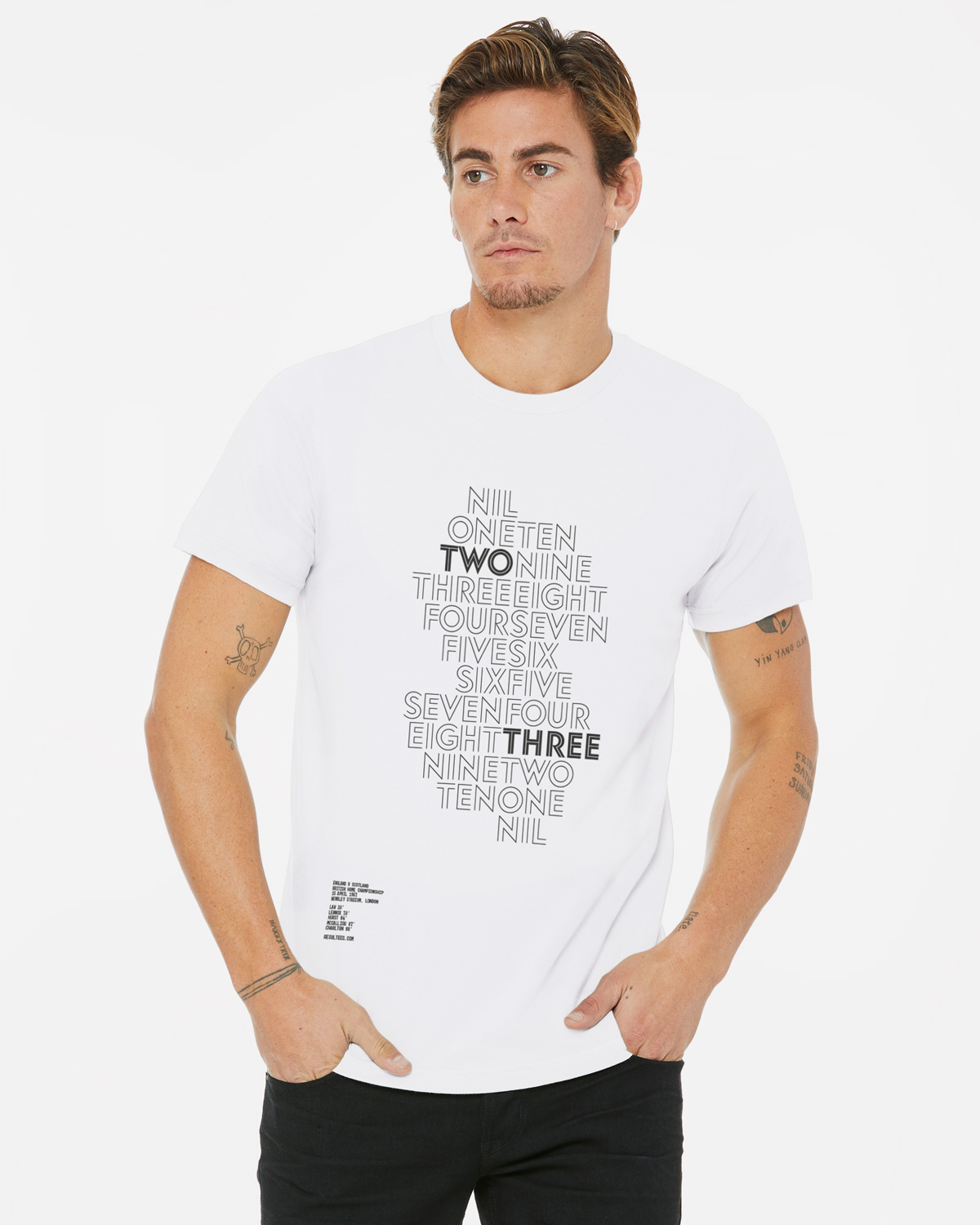 Resultees Home & Away design on a white t-shirt